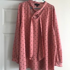 Blush polka dot blouse